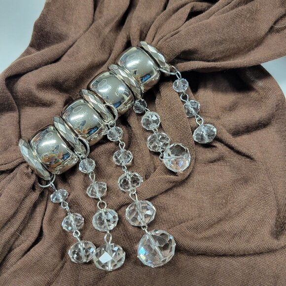 Dark Brown Pendant Scarf - Picture 2 of 5